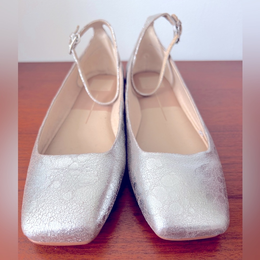 Dolce Vita Silver distressed leather ballet flats